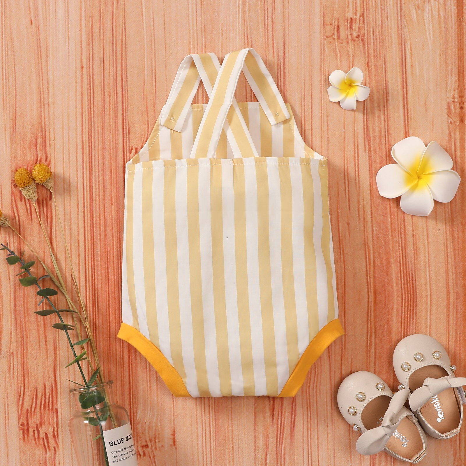 Zomer Schattige Baby Rompertjes Pasgeboren Mouwloze Peuter Kids Jongens Meisjes Gestreepte Gedrukt Jumpsuits Casual Outfits Kostuum 3-18 Maanden