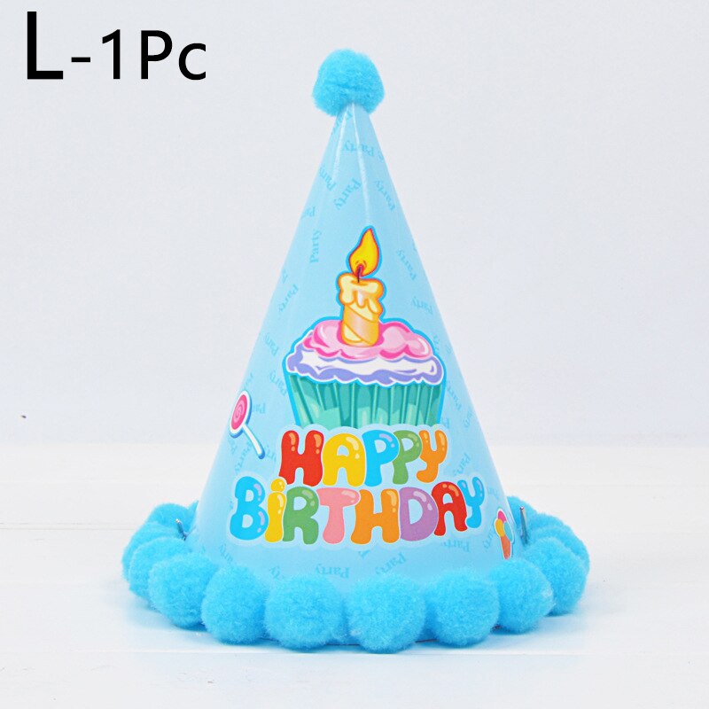Birthday Caps Baby Kid Rainbow Birthday Party Hat Child Crown Decoration Pompon Paper Cap Cartoon Pattern Festival Birthday Hat: L