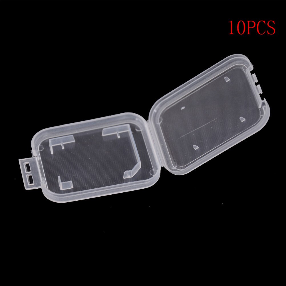 10 Stks/partij Sd Sdhc Memory Card Case Houder Protector Doorzichtige Plastic Opbergdoos 48*38*6 Mm Geheugen kaart Opbergdoos