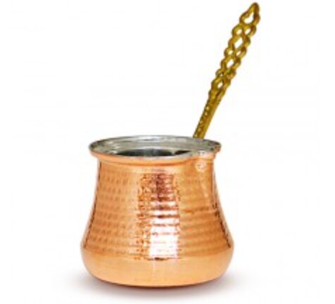 Hand Gehämmert Kupfer Türkischen Kaffee Topf, ein Krug Vintage Jazzva, Briki Messing Griff: 5 Cups