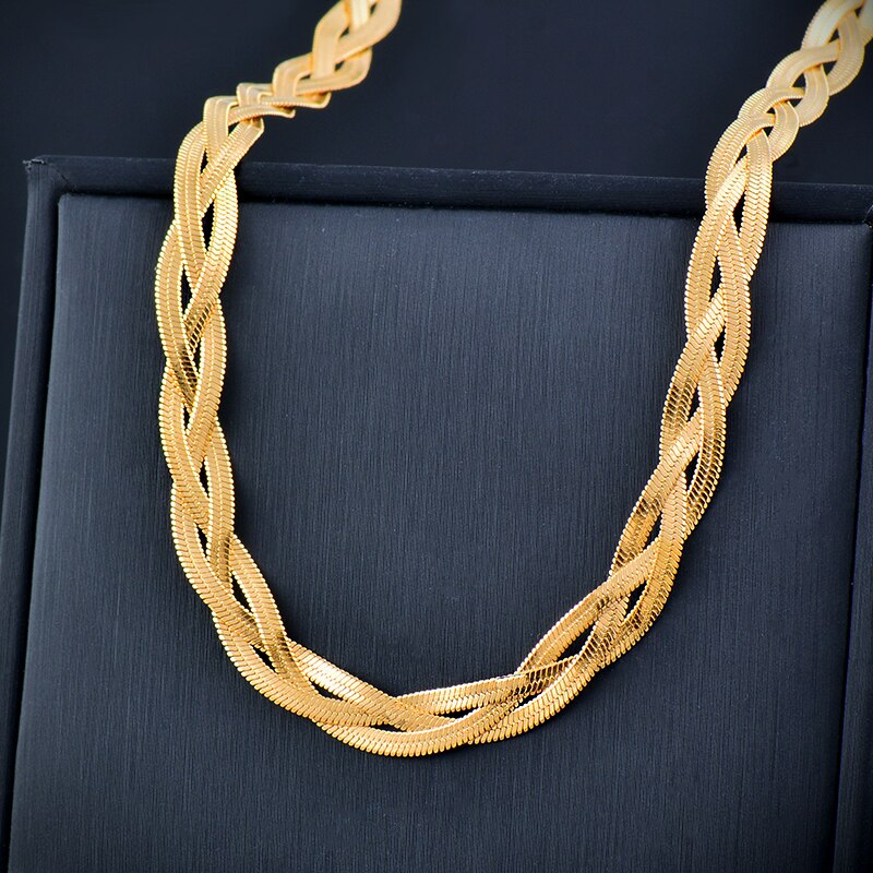 LEEKER-collar de acero inoxidable estilo hip hop para mujer, Gargantilla trenzada de tres capas, Color dorado y plateado, joyería para , 2022, 351, LK6