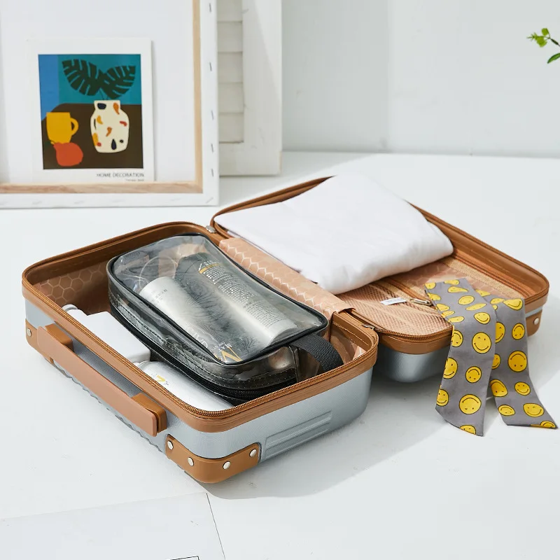Mini Luggage 14 Inch Small Lightweight Makeup Travel Suitcase for Students Portable Durable Handheld Carry-On Bag