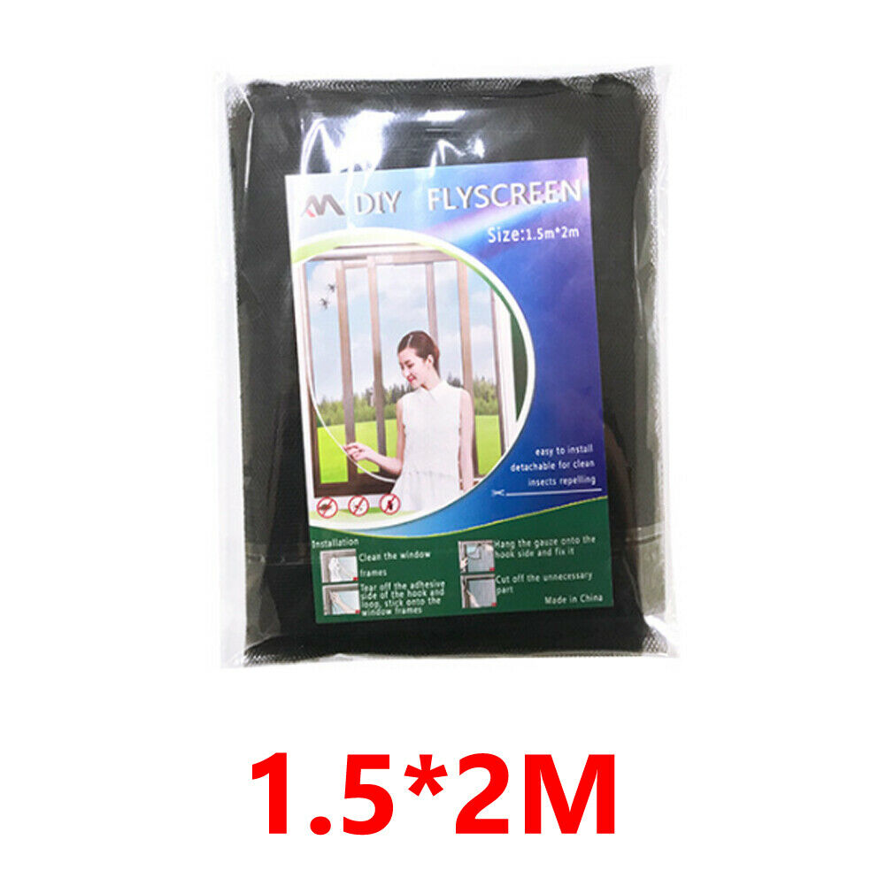 Window Door Insect Screen Mesh Net LARGE Mosquito Wasp Fly Bug Moth Protector Door Black White Mesh Net Self Grip Door Netting: Black B