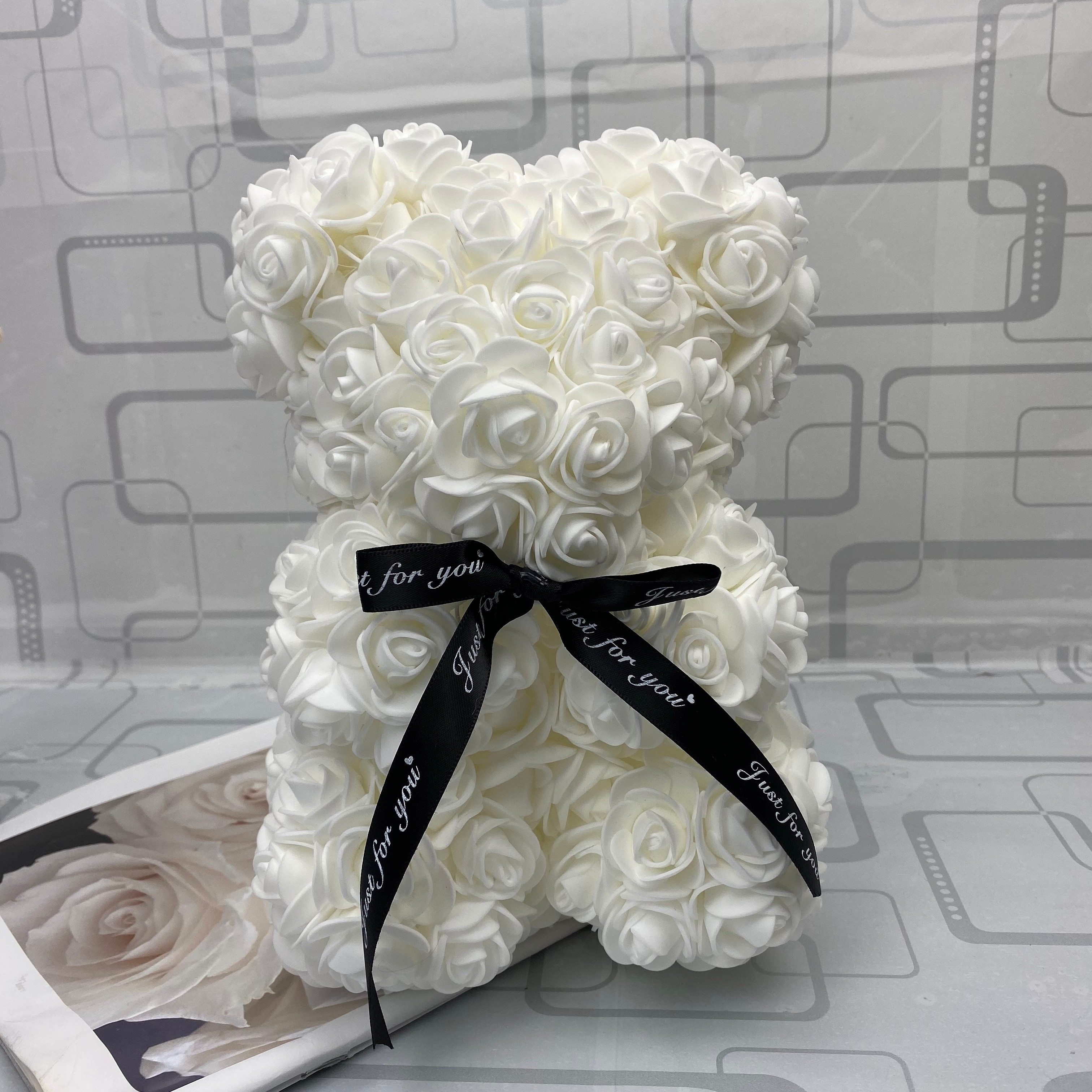 Valentinsdag dag 25cm rød rose bamse rose blomst kunstig dekoration jul kvinder valentinsdag