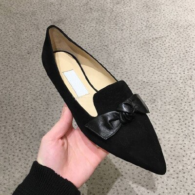 Kmeioo Polka Dot Boat Shoes Women Autumn Spring Flats Slip On Loafers Butterfly-knot Loafers Career Office Shoes Flat: Black / 38
