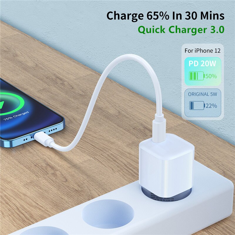 20W PD Usb C Charger Quick Charger Fast Charging for Iphone 12 Pro Max Xiaomi 11 Huawei Adapter QC3.0 Portable Mini Wall Charger