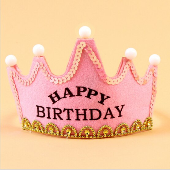 Chapeau lumineux de nuit pour anniversaire | Chapeau de princesse pour roi, chapeau pour fête d'anniversaire, chapeau de gâteau de joyeux anniversaire, lumineux et scintillant, pour enfants d'âge adulte E11089