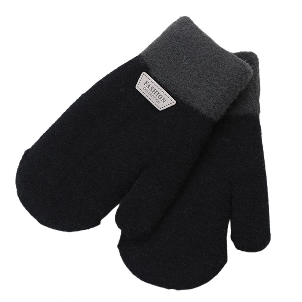 Kids Winter Double Layer Dikke Warm Volledige Vinger Stiksels Gebreide Handschoenen Wanten