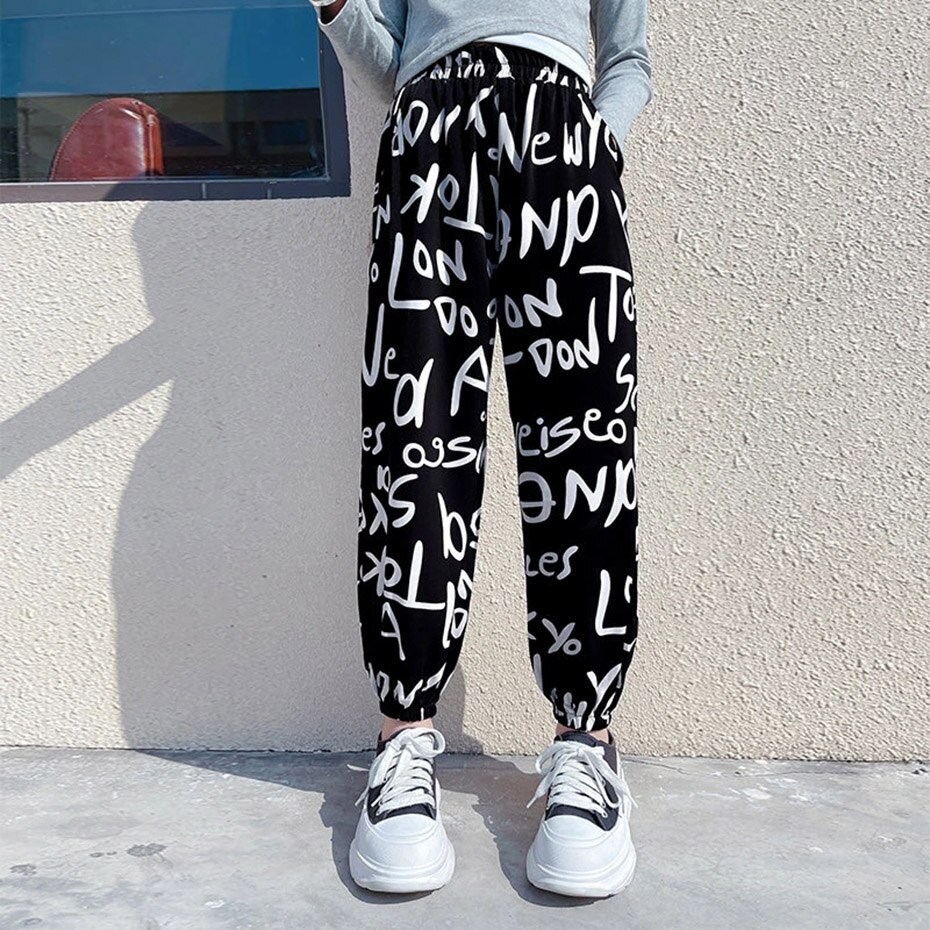 Calças para meninas estilo casual menina anti-mosquito calças crianças moda letras tornozelo 5 7 9 10 11 13 14 anos roupas adolescentes