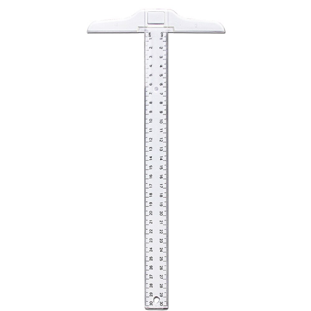 30cm Clear Transparent Plastic Straight Ruler Measure Tool T Shape Ruler Measurements: Transparent 2
