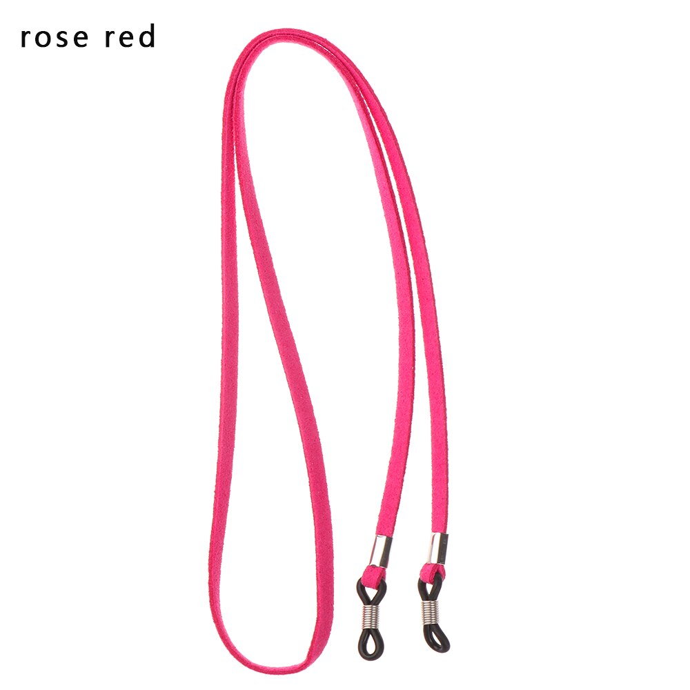 70cm Leather Strap Glasses Lanyard Women&#39;s Neck Cord Solid Color Glasses Chain High Elasticity Sunglasses Rope Eyewear Holder: rose red