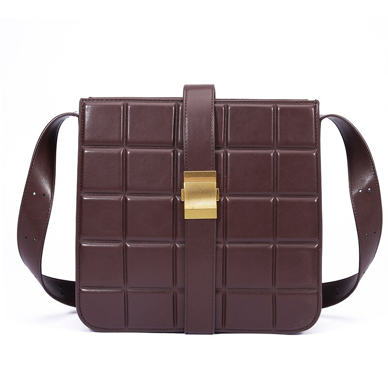 Zak Koreaanse Stijl Modieuze Zachte Schapenvacht Vierkante Rhombic Tas Grote Capaciteit Enkele Schoudertas: Brown Trumpet