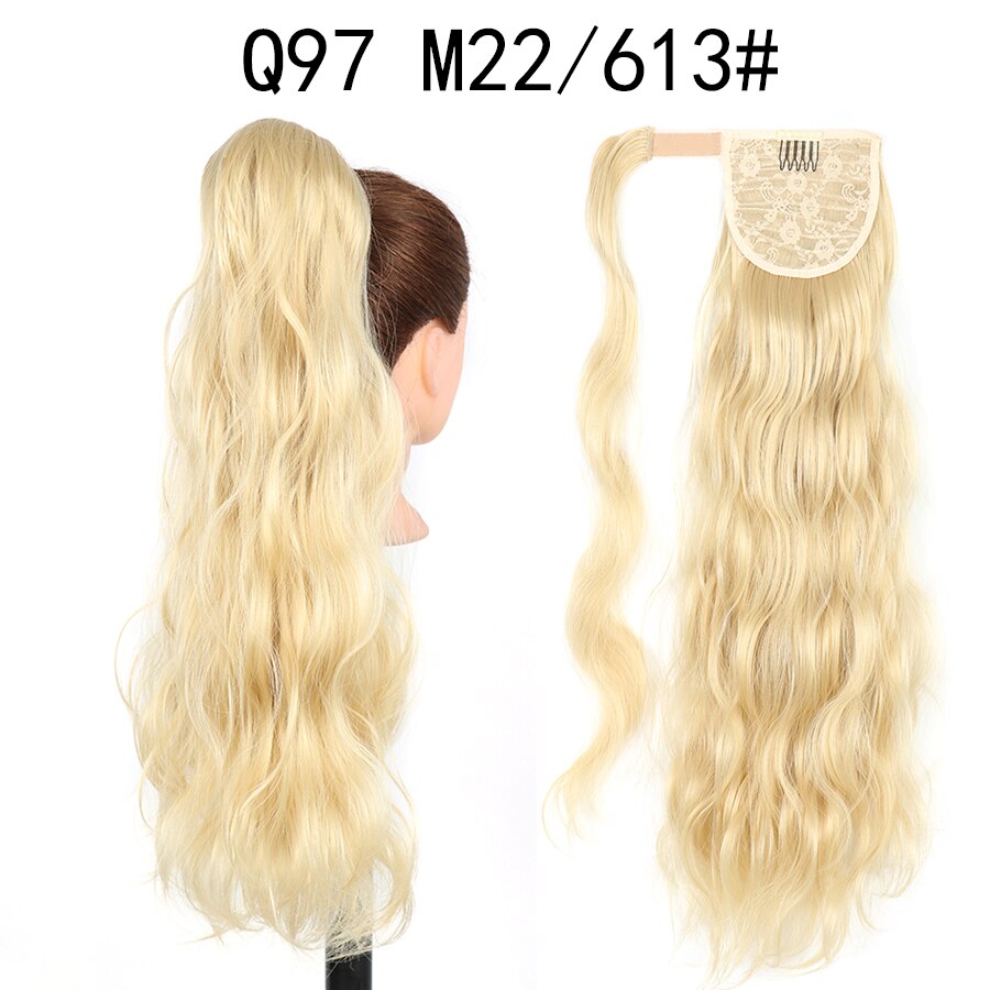 Hairpiece włosy w koński ogon rozszerzenie fałszywy ogon napowietrzny Natual faliste warkocze sznurek koński ogon z klipsami w syntetycznym: Q97-M22-613