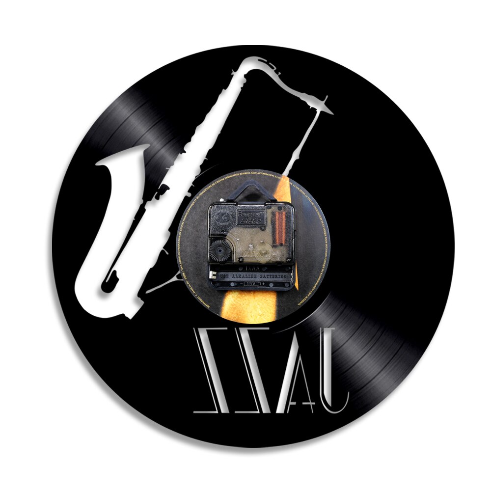 1 pieza, instrumentos musicales de Jazz, luz de fondo Led, música, reloj moderno de vinilo Vintage, reloj de pared, hecho a mano para amantes de la música