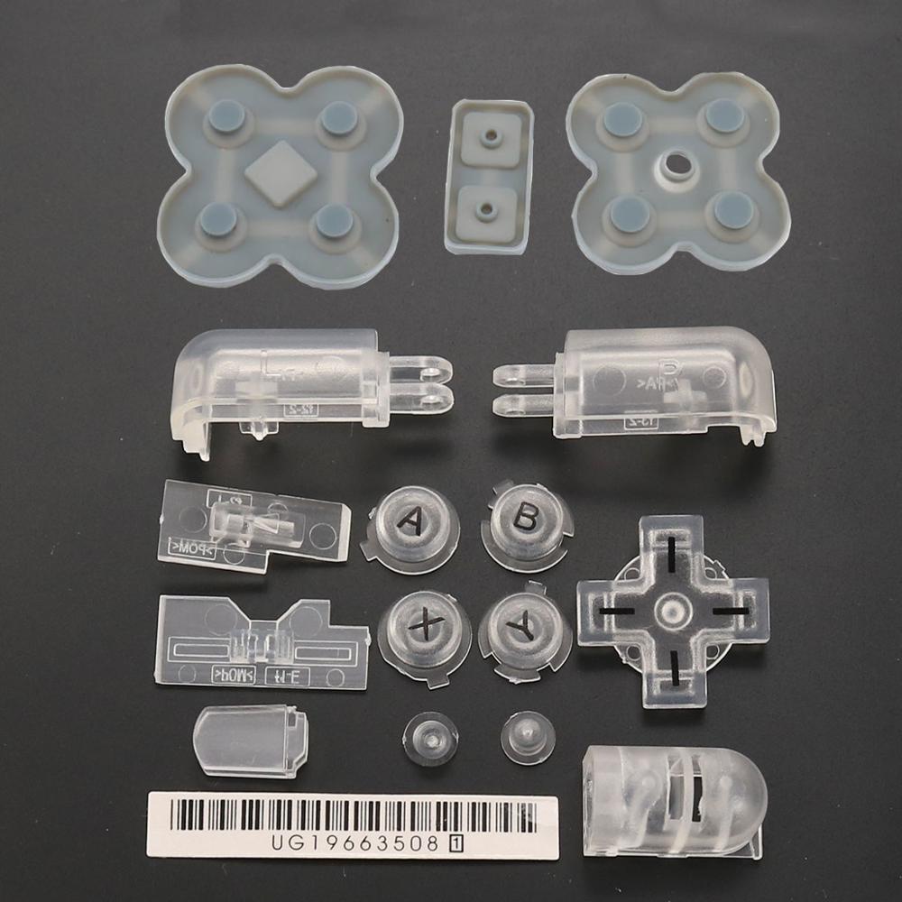 Jcd Voor Ds Lite Geleidende Rubber Knop Pad Set Een B X Y L R D Pad Cross Button Volledige knop Set Vervangende Onderdelen Voor Ndsl Dsl: duidelijke