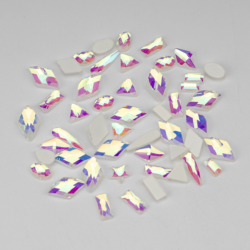 VDD 100 stuks glas nail art steentjes plaksteen strass glitter kristal strass gemengde vorm diamant glanzende doe-het-zelf ambachten decoratie