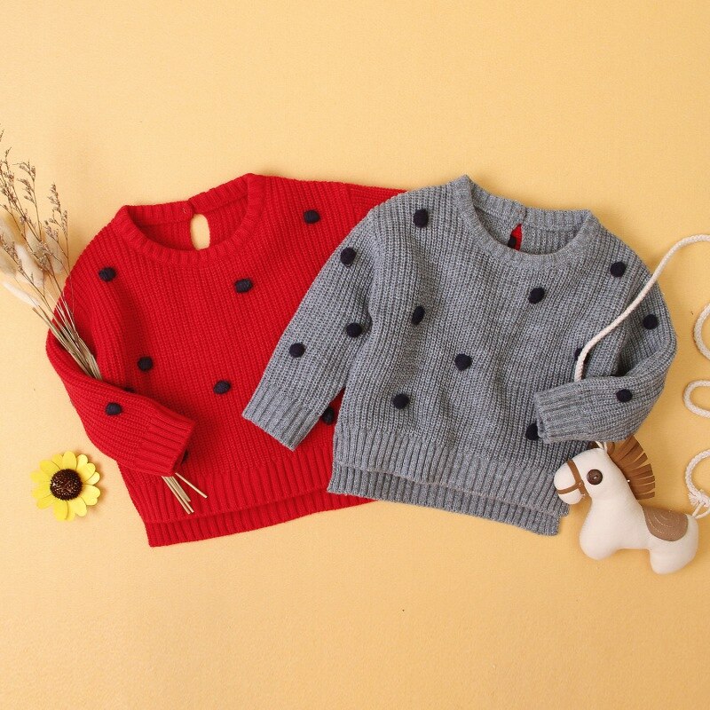 Winter Warm Kids Casual Trui Baby Meisje Pluche Bal Gebreide Bovenkleding Kleding