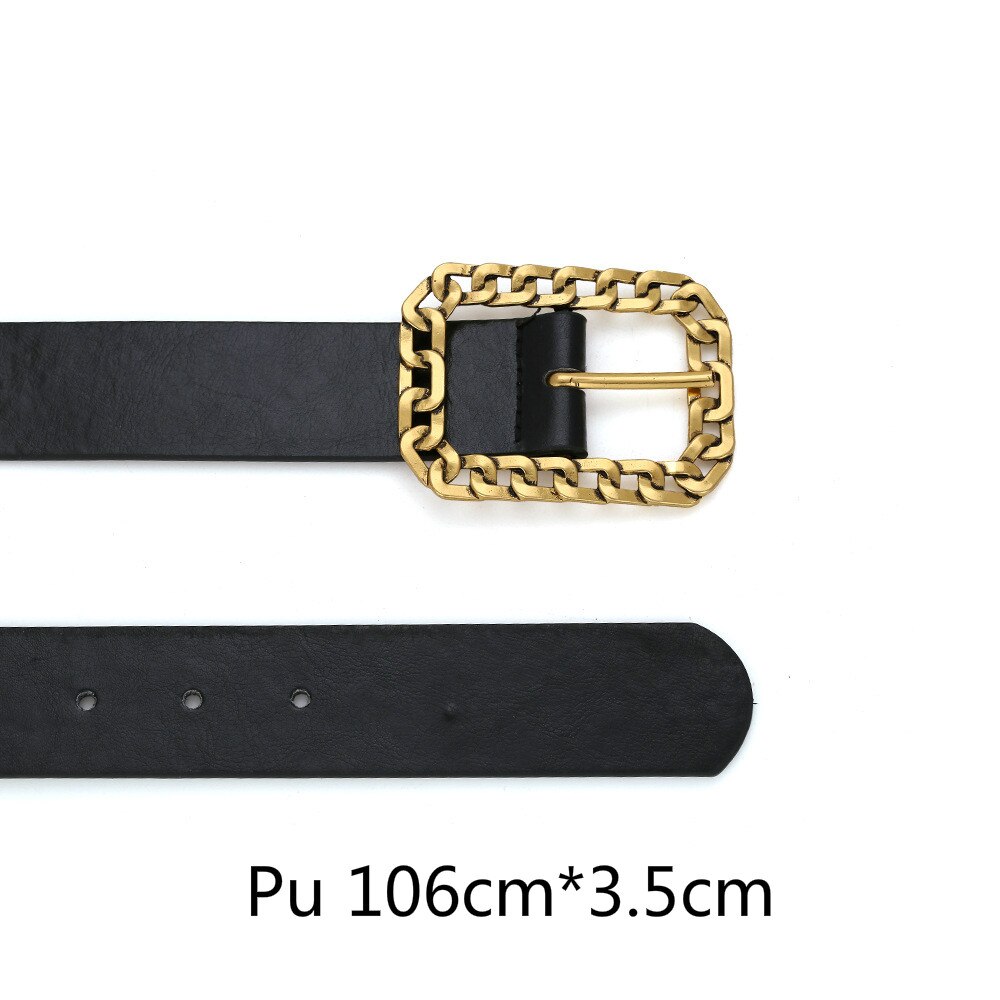 Vrouwen Ketting Riem Goud Metalen Gesp Riemen Voor Vrouwen Fluwelen Pin Gesp Pu Tailleband Vrouwelijke Jurk Jeans Mode