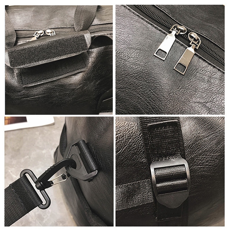 Unisex Pu Reistassen Zachte Lederen Handtassen Grote Capaciteit Bagage Tas Sport Gym Tassen Met Schoenen Zakken Fitness Tas XA269M