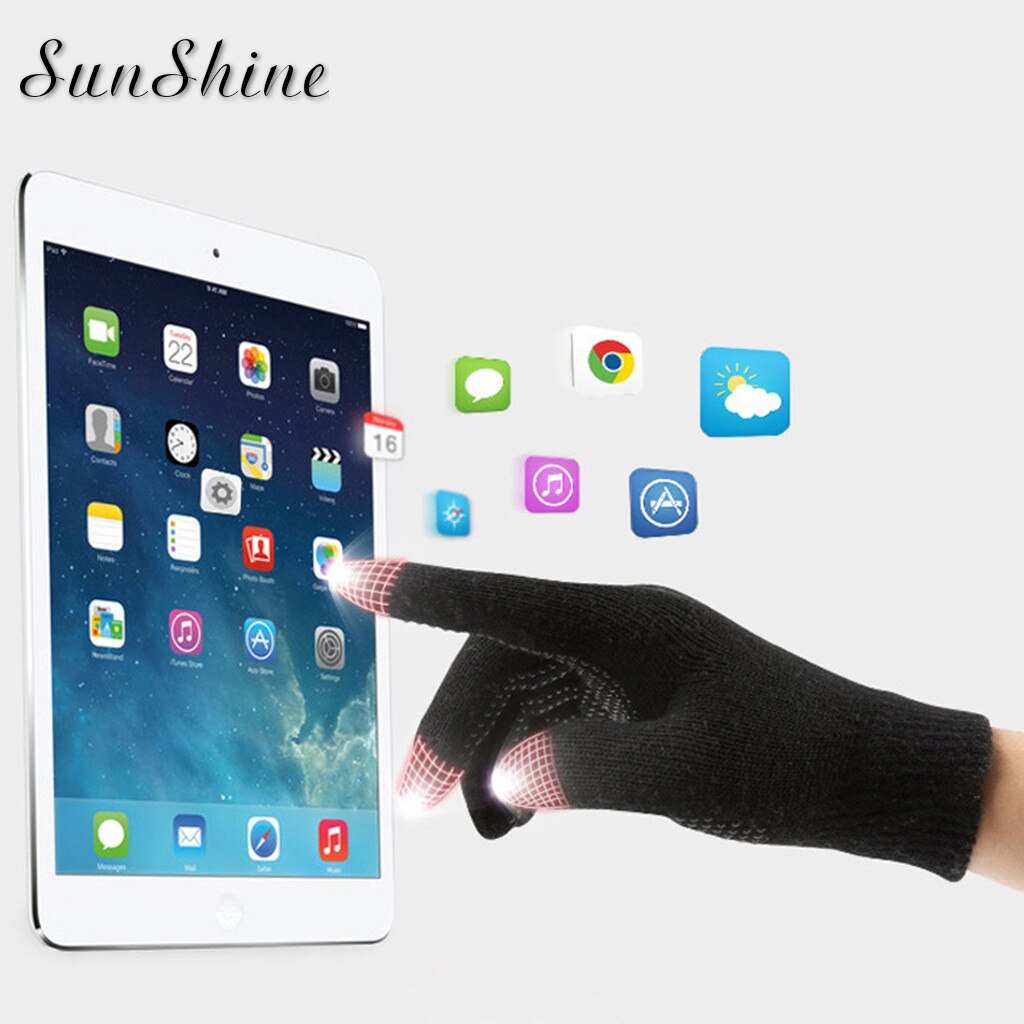 Letter Winter Gloves Women Men Knitted Gloves Thermal Touch Screen Black Gloves Men Mittens Thermal Knit Warm Glove