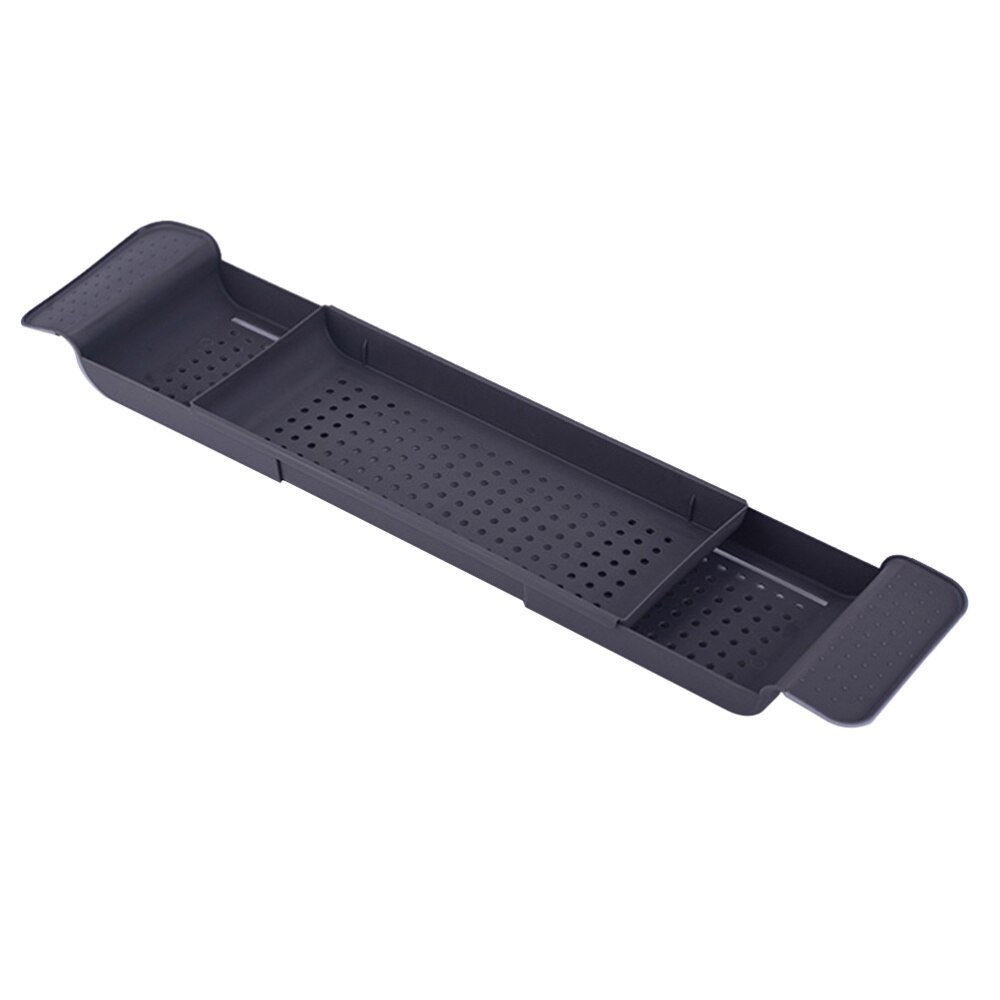 Drain Scalable Bathtub Tray Hollow out Shower Organizer Storage Rack for Bathroom Toilet Dark Grey