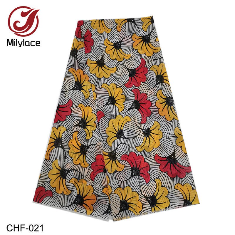 Afrikaanse Chiffon stof Digitale wax patroon Chiffon stof 5 yards per lot voor zomer jurken CHF-020-024: CHF-021