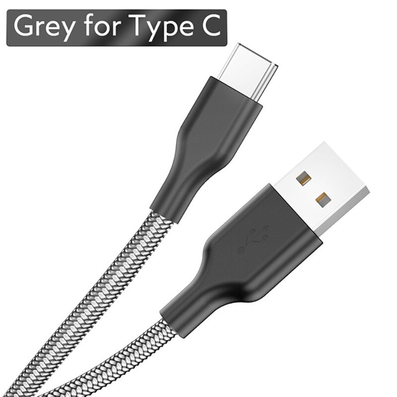 1m 2m tipo c cabo para huawei p30 pro carregamento rápido do telefone fio usb c cabo para samsung s9 s8 s10 tipo c 3a carregador: Type-C silver / 1m