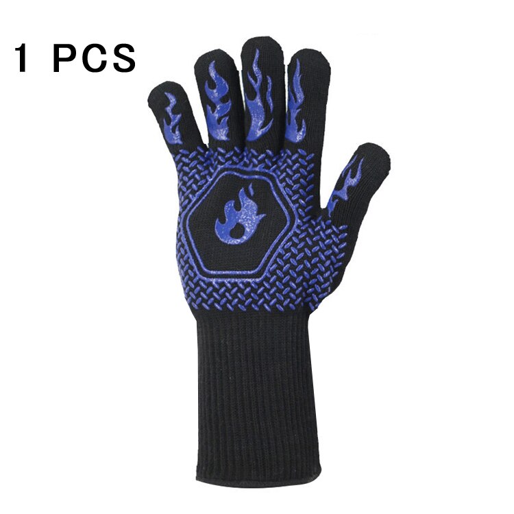 BBQ Gloves Extreme Heat Resistant Fireproof Heated Baking Cooking Microwave Bbq Barbacoa Kitchen Barbecue Oven Grill Gloves: Orange