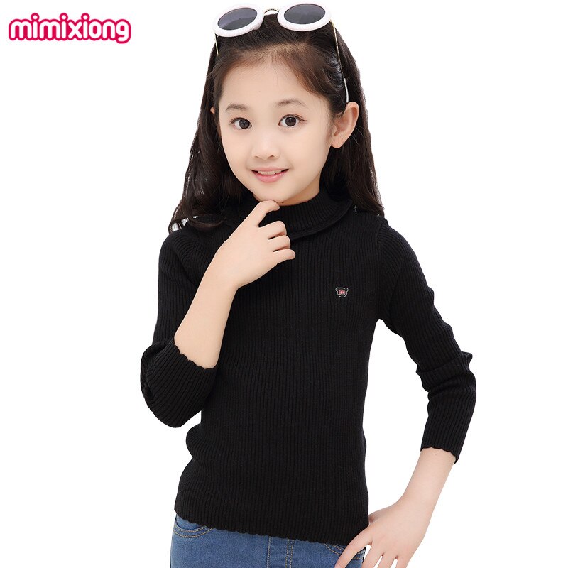 Little Girls Turtlenecks Sweaters Autumn Outwear Cotton Kids Knitted Pullovers Winter Thermal Children Knitwear Coat Full Sleeve: 82W0232 / 7T