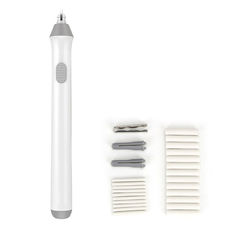 Verstelbare Auto Gum Pen Met 5Mm 2.3Mm Gum Vullingen Batterij Operated Schilderen Accessoire Briefpapier: WHITE