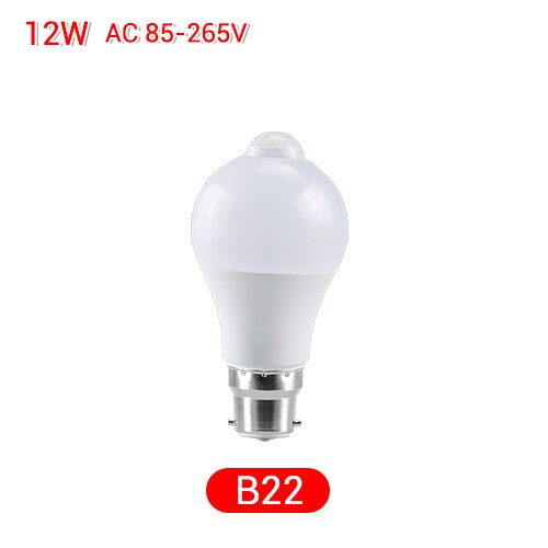 Pir-liiketunnistin  e27 led hätävalolamppu  b22 led-lamppu 85-265v portaat käytävä käytävä kuisti käytävä autotalli yövalaistus: B22 12w / Lämmin valkoinen