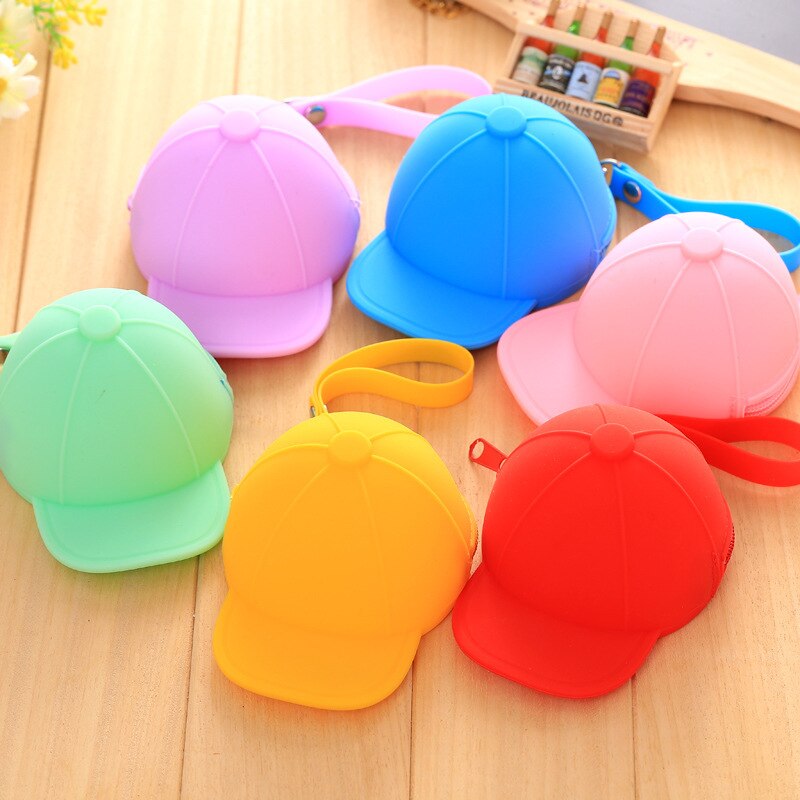 Cute Wallet Kawaii Hat Candy Color Silicone Coin Purse Key Wallet Earphone Organizer Storage Box Pocket