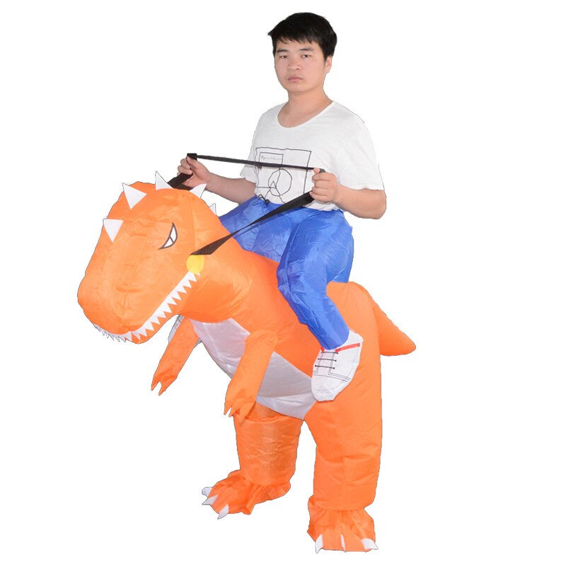 Inflatable 3D Dinosaur Costume party Cosplay costumes Fancy Mascot Anime halloween can ride Costume For adult kids Dino Cartoon: orange M