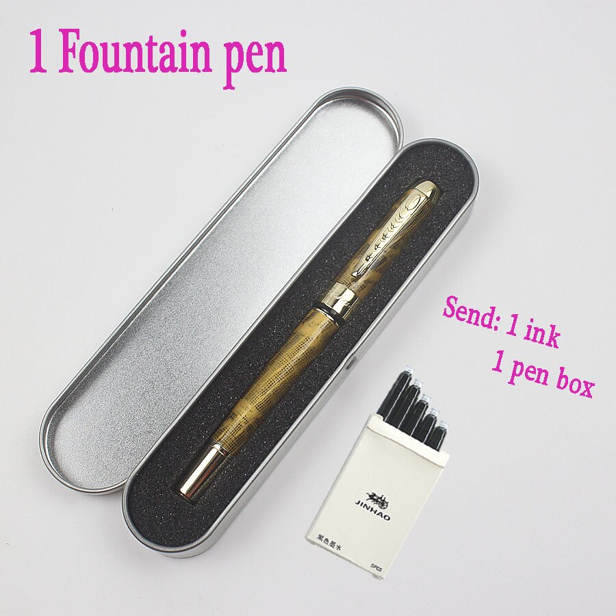 Jinhao250 Luxus Metall Brunnen Stifte Metall Kasten Blau & Schwarz tinte Für Büro Geschäft Rolle Ball Kuli: 1 Brunnen Kuli / 0.5mm Schwarz Tinte