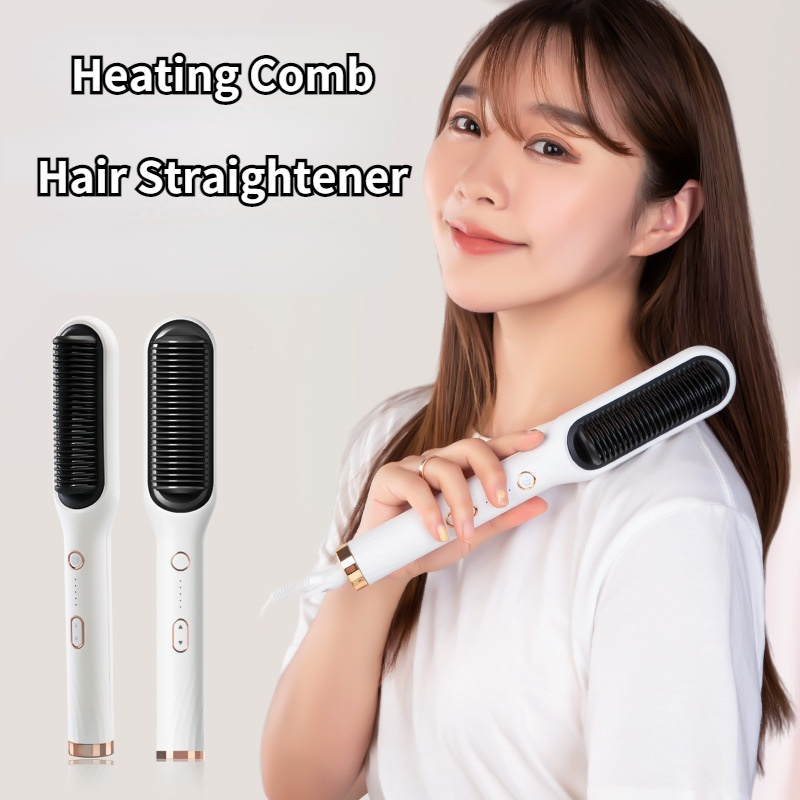 Lisseur électrique 2 en 1, peigne chauffant, à Air , Ions négatifs, pour cheveux, 140-210 ℃, sèche-cheveux, outils de coiffure