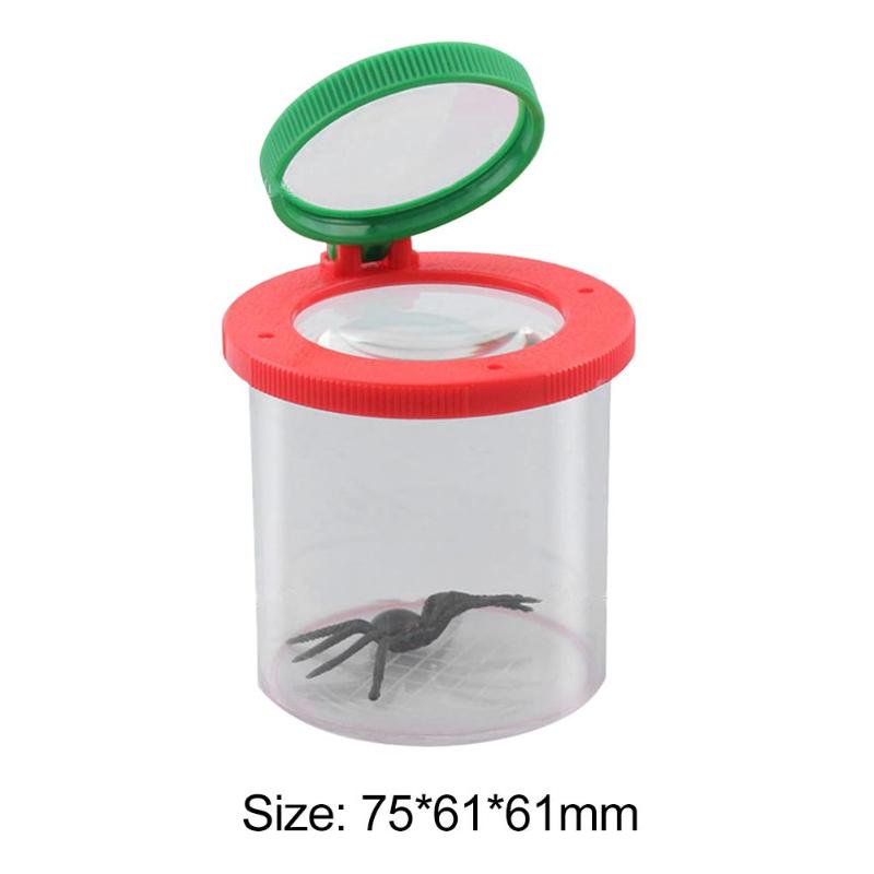 Bug Insect Watcher Magnifying Glass Small Animal Insect Children Cylindrical Crawler Spider Box Magnifying Glass Magnifier: C Red