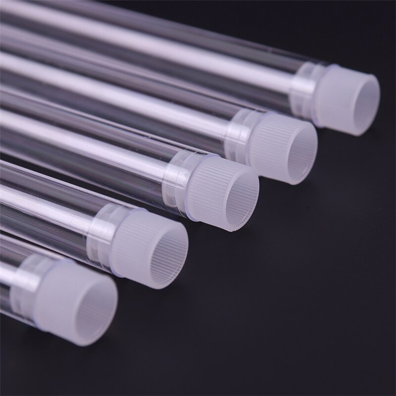 Tubo de ensayo de plástico transparente para laboratorio, viales de fondo redondo con tapa, suministros para experimentos de oficina, 12x200mm, 100 Uds.