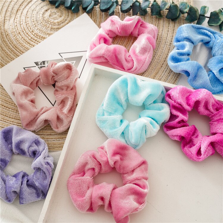 Scrunchie de terciopelo para mujer, paquete de 12 unids/lote, lazo elástico para el pelo de Color Pastel brillante, cuerda para el pelo para niña 2022