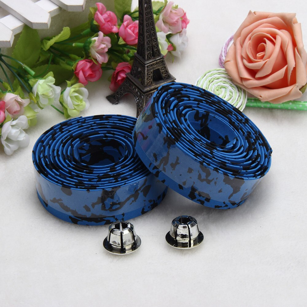 Road Bike Bicycle Handlebar Tape Camouflagebelt Cycling Handle Belt Cork Wrap with Bar Plugs non slip absorb sweat 911