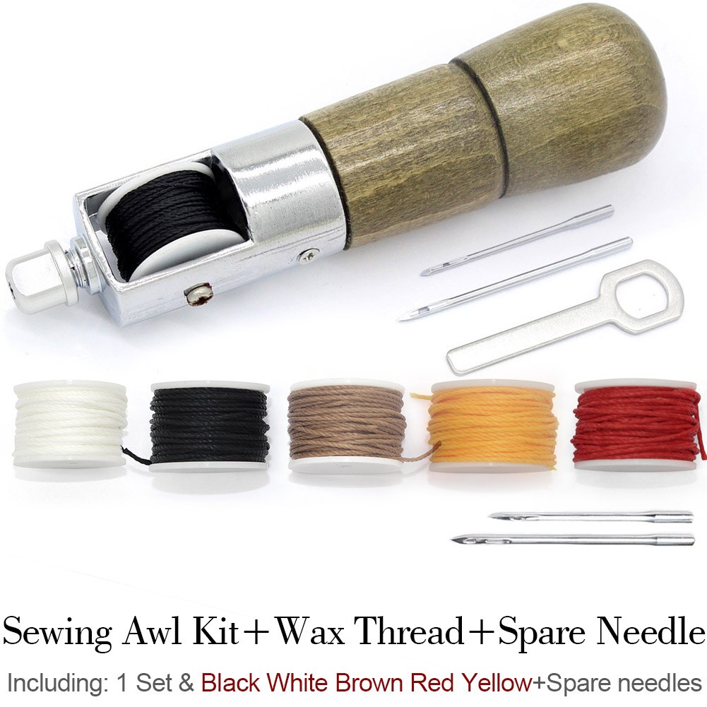 DIY Shoe Repair Leather Supplies Craft with Needle Waxed Thread Leathercraft Accessories Stitching Awl Tool Kit Sewing Machine: PG08Y2