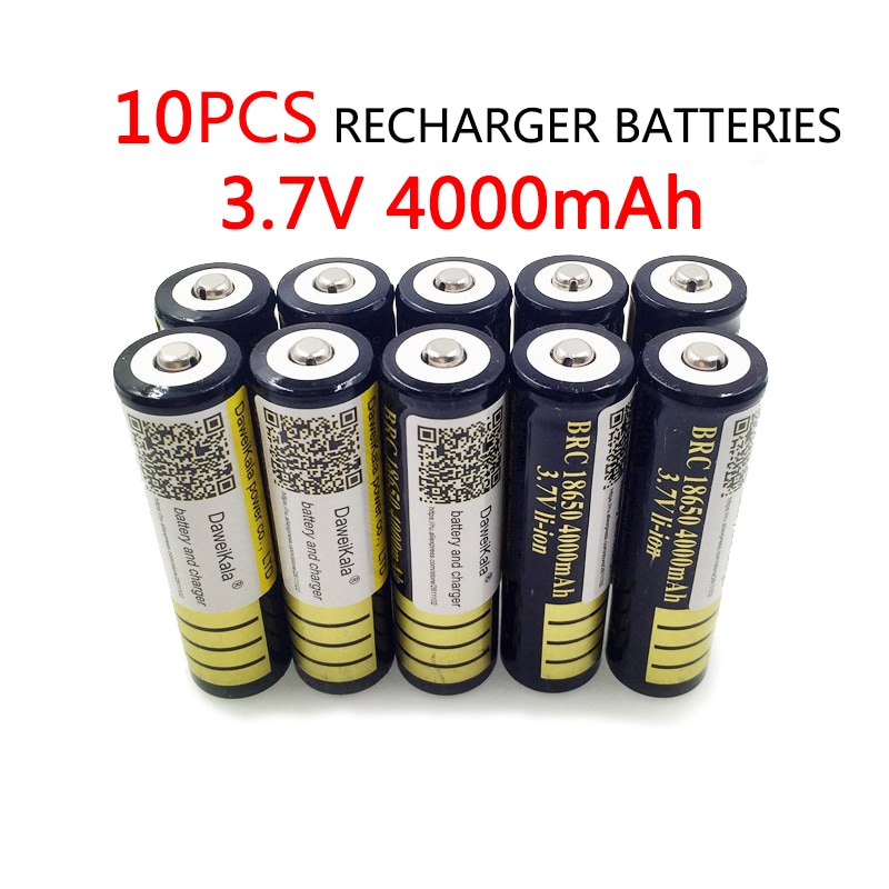 10pcs 18650 batteria 3.7V 4000mAh batteria ricaricabile liion per torcia a Led torcia batteria litio spedizione gratuita