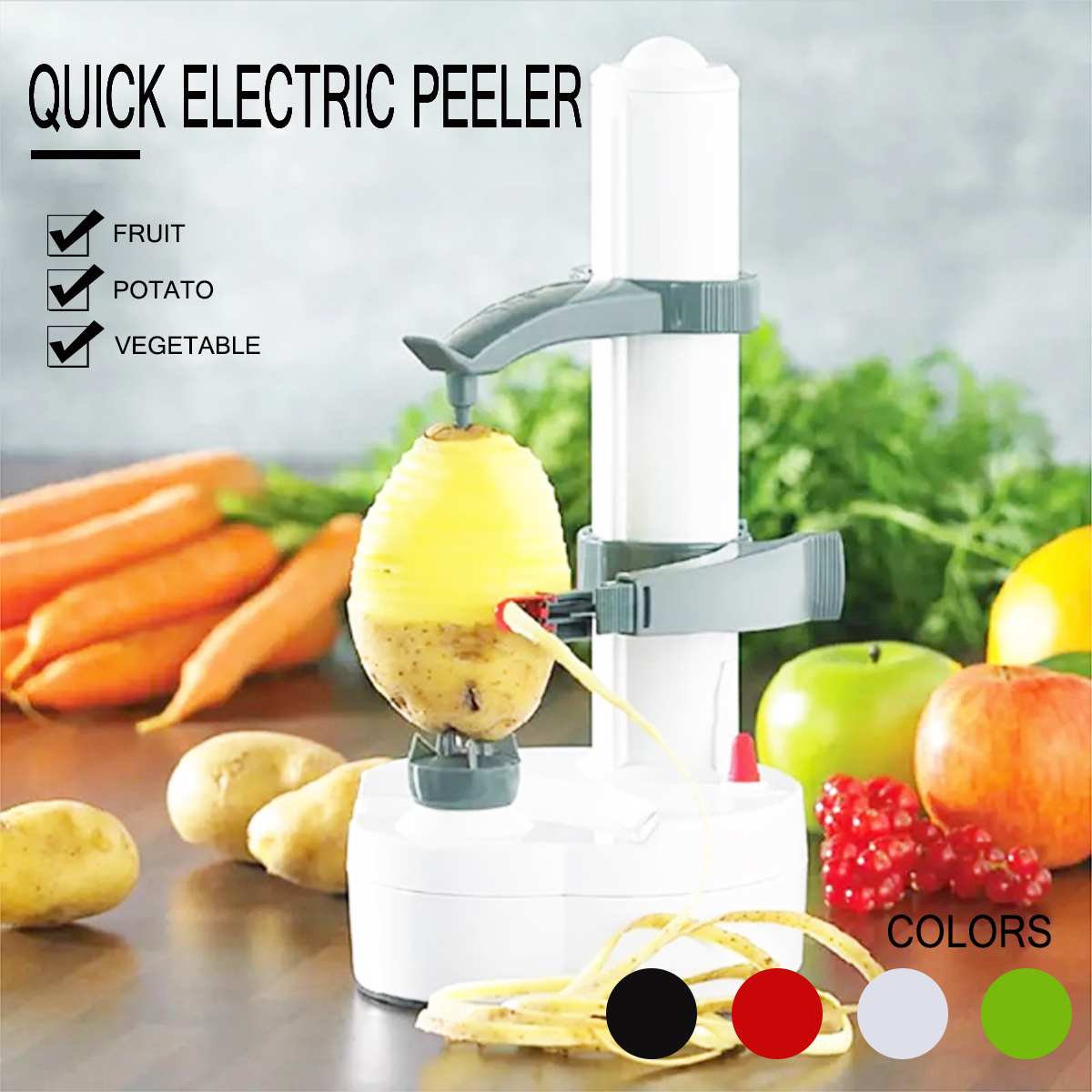 Elektrische Dunschiller voor Groente Fruit Dunschiller Keuken Tool met 3 Bladen Automatische Rvs Aardappel Schillen Machine