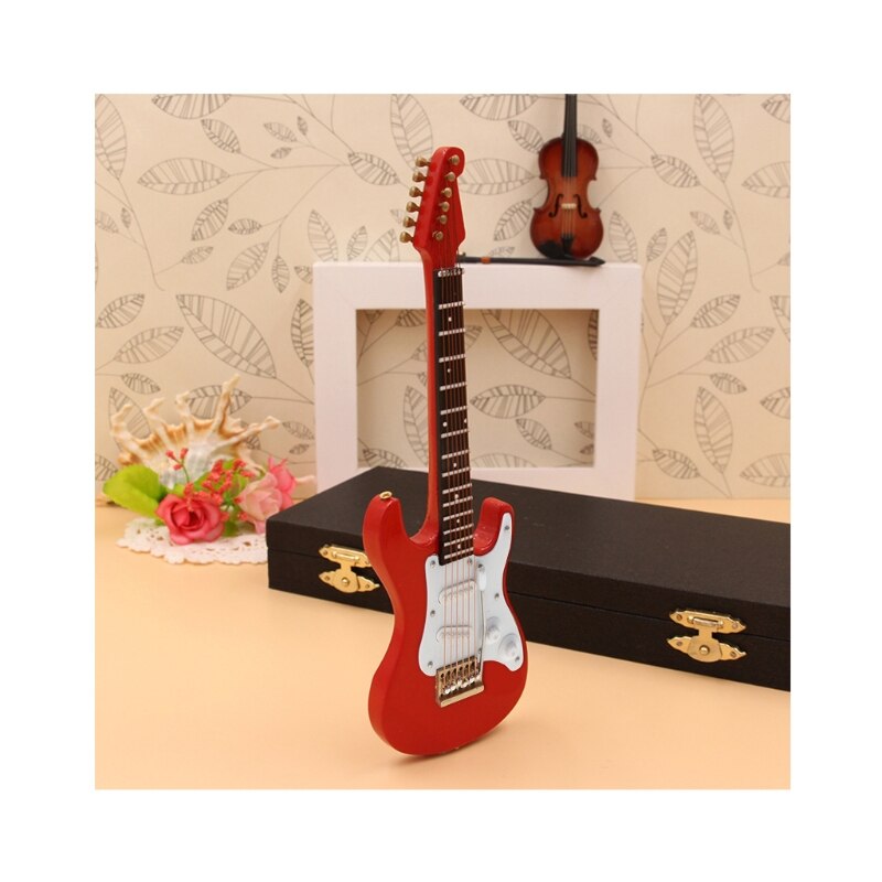 14Cm Mini Elektrische Gitaar Model Miniatuur Guitarra Replica Muziekinstrument Collection Decoratieve Ornamenten Christmas Wit