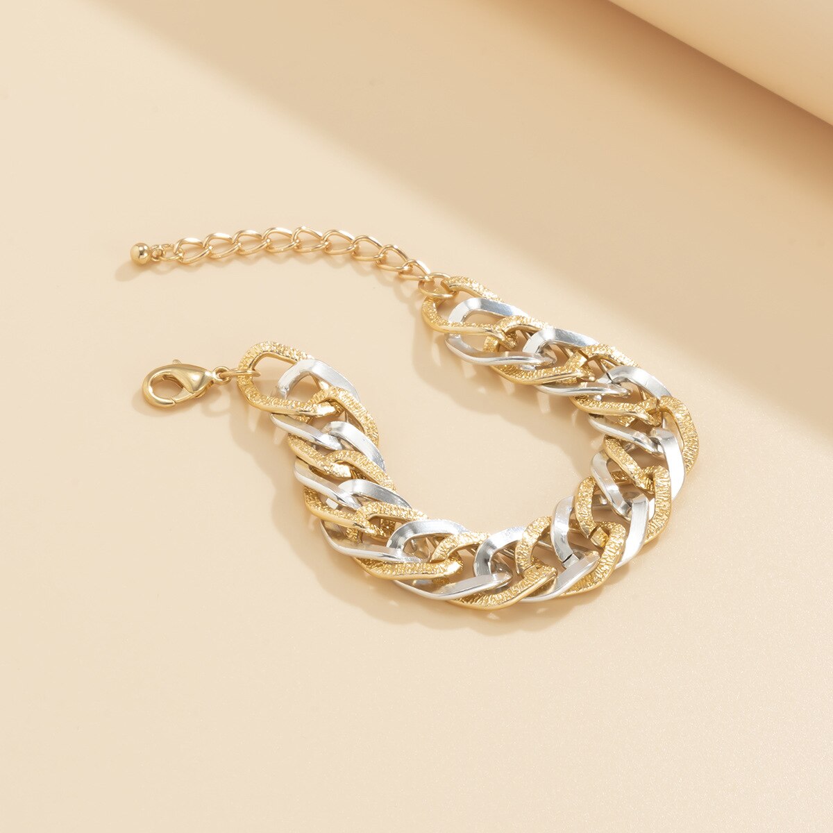 Punk gold chunky stainless steel bracelets for women, bangle bracelet, fashionable chain cuban link women's bracelet jawlery