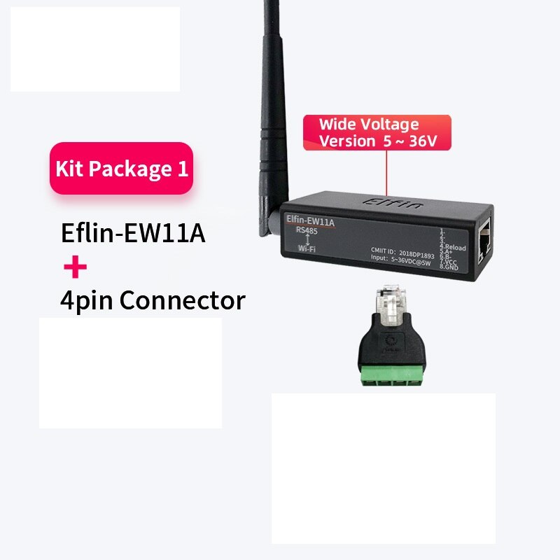 Serial port RS485 to WiFi device server module converter Elfin-EW11A-0 Modbus Protocol data transfer via WiFi: WHITE
