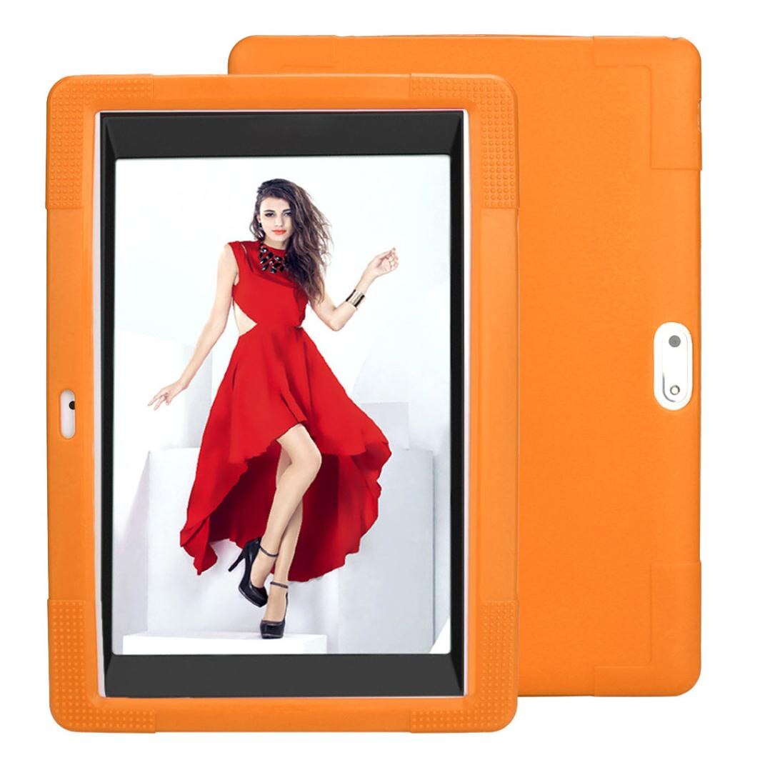 Siliconen Cover Case Voor 10 10.1 Inch Android Tablet Pc + Potloden + Film Tablet Cover Universal Siliconen Bescherm Shell # LR3: Orange 