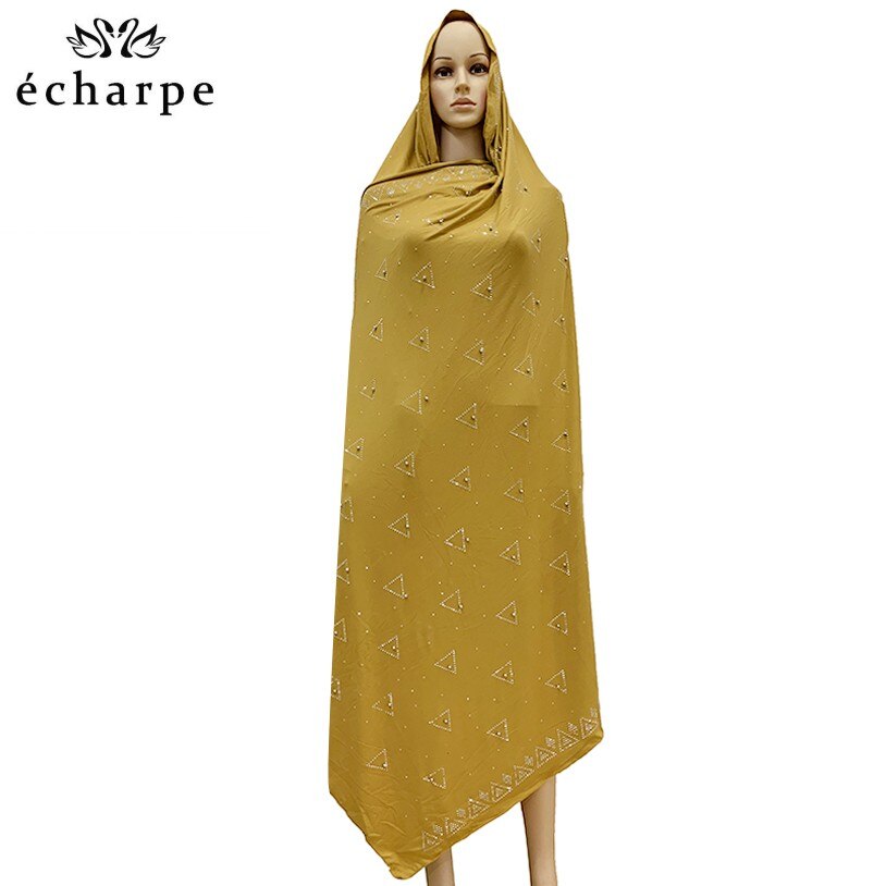 Foulard africain en dentelle de coton doux, écharpe africaine de , écharpe africaine avec pierres, écharpe à perles pour châles, EC054: EC054-10