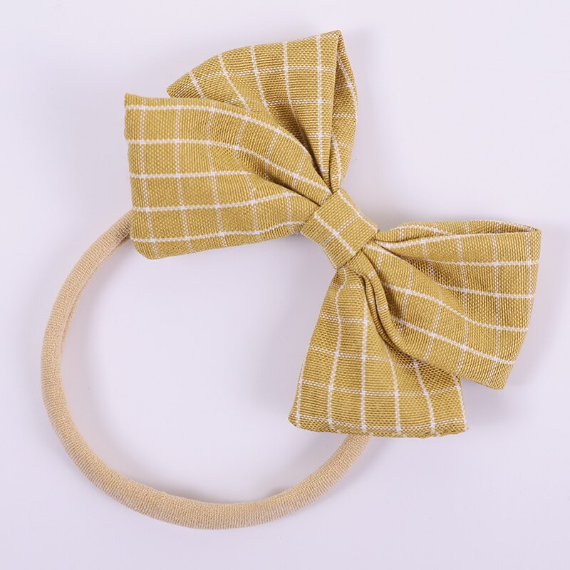 Nette Plaid Nylon Baby Stirnbänder Für Mädchen Baumwolle Leinen Bogen Handgemachte Elastische Knoten Baby Hairband Stirnband Neugeborenen Haar Zubehör: 7