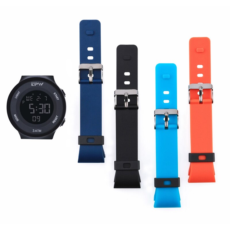 Mannen Sport Horloges Stopwatch Alarm Chrono Digitaal Horloge Elektronische Hand Horloge Voor Man Waterdichte Siliconen Band Unisex: All Colors