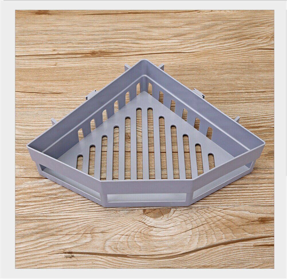 Seamless Sticker Triangle Shelf Toilet Storage Rack Kitchen Bathroom Toilet Shelf Corner Storage Rack: Light Grey